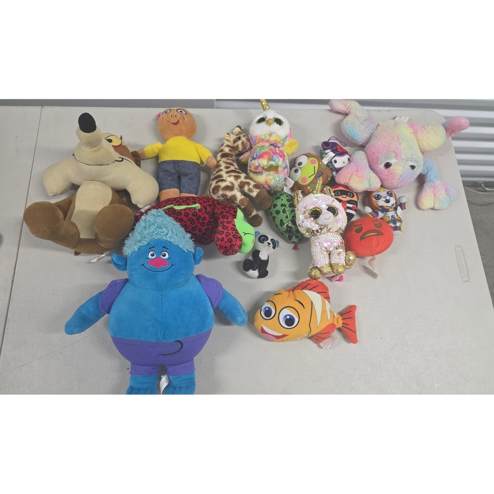Mixed Plush Toy Lot Trolls Ty Beanie Boos Arthur Finding Nemo Animals 15pc